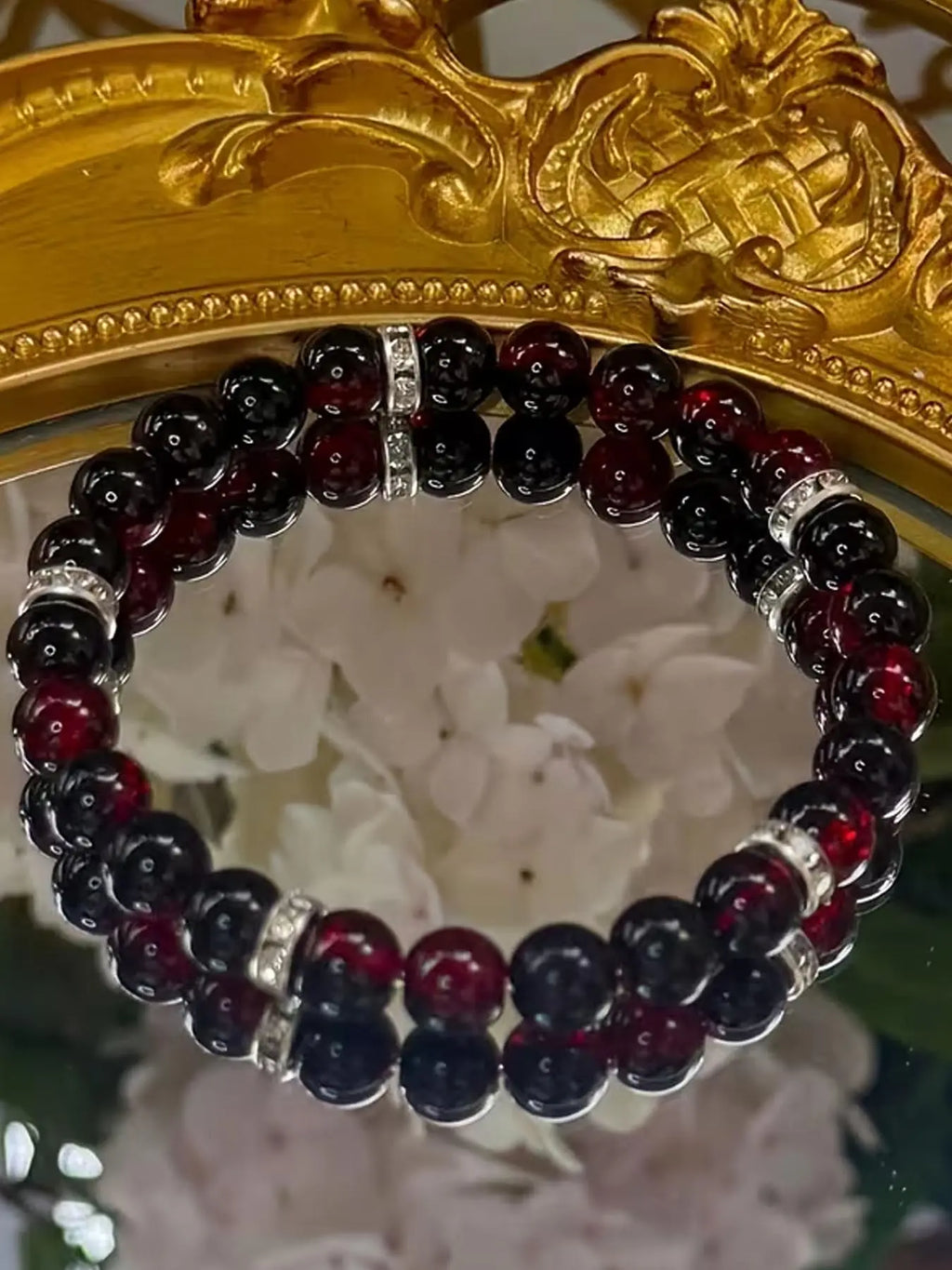 1 Pc Pomegranate Red Beaded Bracelet, Stretch Bangle, Inspirational Anxiety-Relief Stretch Jewelry, Handmade Unisex Accessory, Suitable for Daily Wear and Gifting in All Seasons