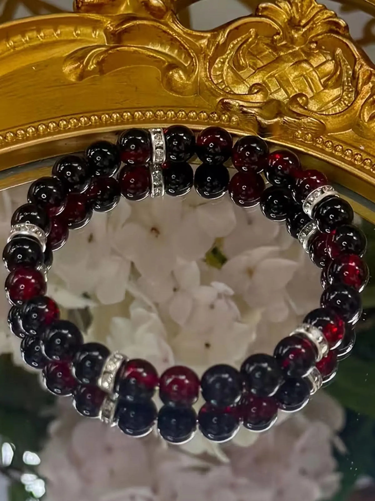 1 Pc Pomegranate Red Beaded Bracelet, Stretch Bangle, Inspirational Anxiety-Relief Stretch Jewelry, Handmade Unisex Accessory, Suitable for Daily Wear and Gifting in All Seasons