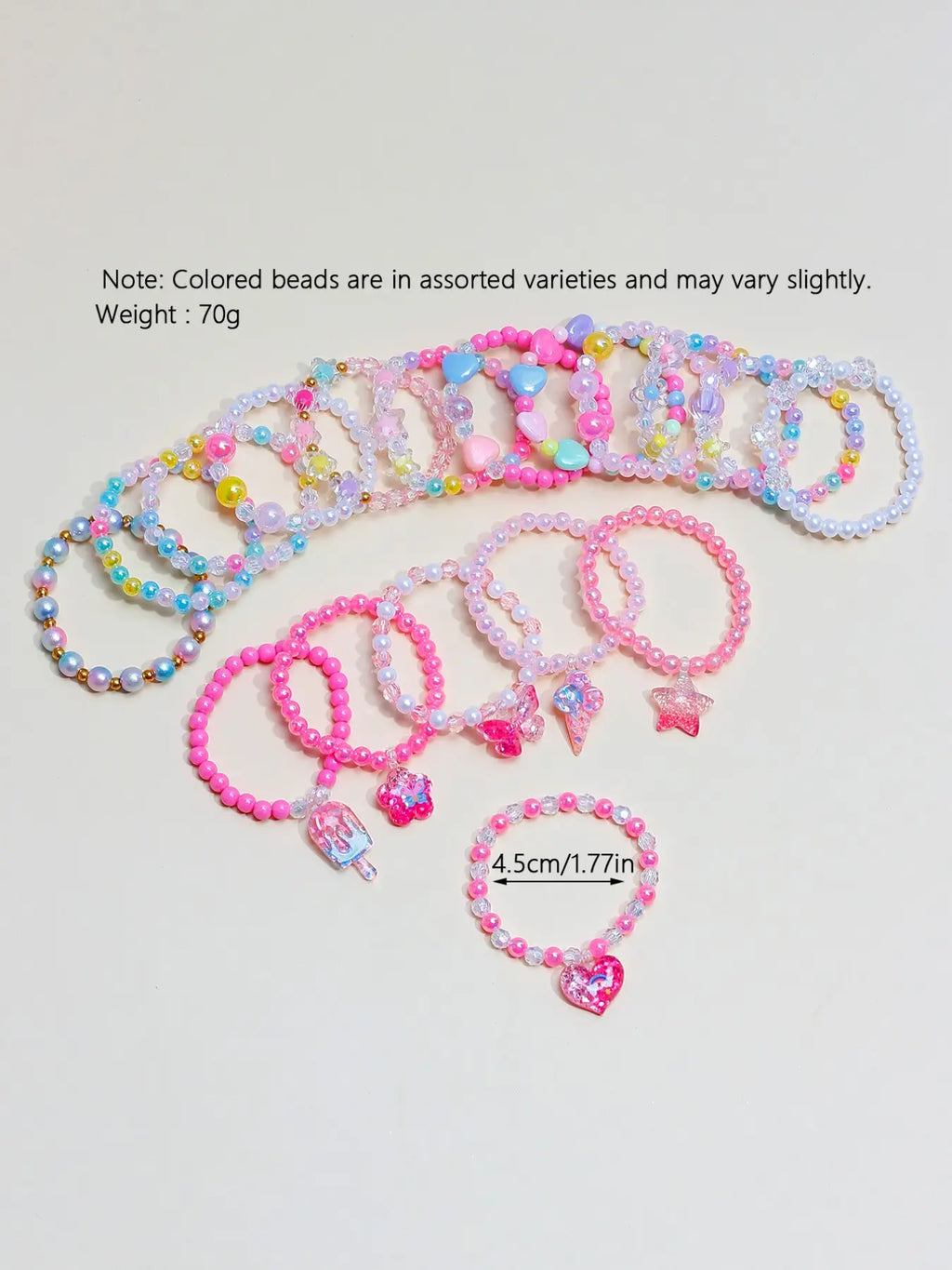 18pcs Acrylic Beaded Bangle Bracelet Set, Resin Star Butterfly Heart Pendants, Party Gift Jewelry for Girls, Cute Jewelry, All Seasons Wear, Random Colors, Bracelets Stacking, Beaded Bracelet Sets