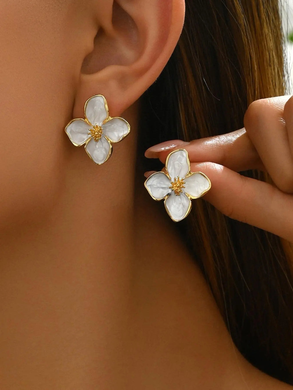 Cute Flower Design Stud Earrings, Earrings with Flat Backs, Floral Stud Earrings, Fashionable Jewelry for Women, Trendy Versatile & Exquisite Jewelry for Birthday Gifts, Dainty Fashion Jewelry, Flat Pierced Earring