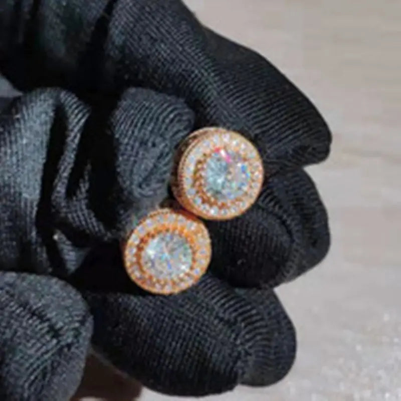 Women's Bling Sparkle Shine Ear Studs - Retro Look Round Zircon Starburst Rhinestone Jewelry, Unisex Fit Cool Costume Accessories, Holiday Gift Ready