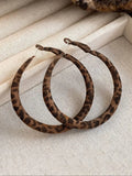 Women's Velvet Leopard Print Hoop Earrings, Elegant Geometric Design, Perfect for Daily Wear, Dates, Parties & Holidays, Hoop Shape Earrings