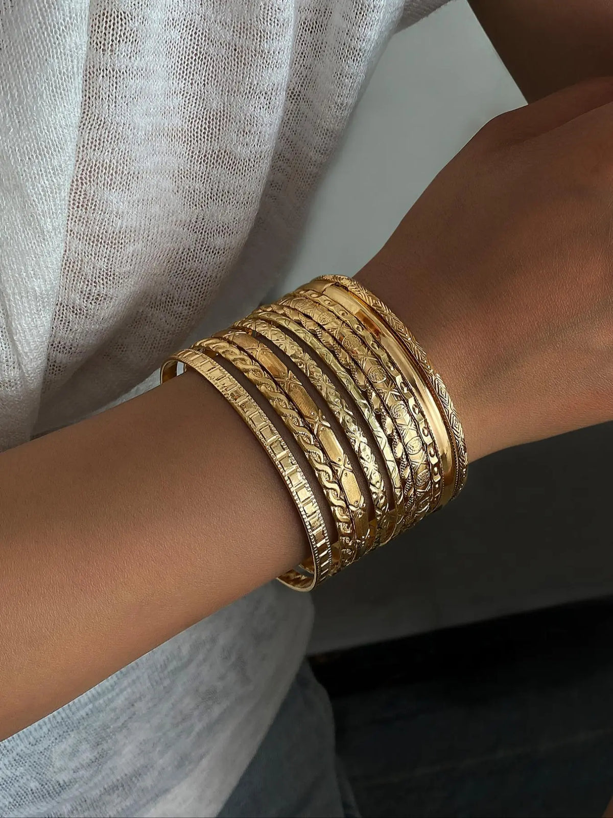 Elegant Women's Stackable Bangle Set, Square Twist & Textured Design, Stylish Jewelry Gift for Parties & Daily Wear