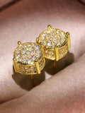 Round Artificial Zircon Decor Stud Earrings, 1/4 Pairs Earrings, Fashion Jewelry, Trendy All-match & Exquisite Jewelry, Party Festival Earrings