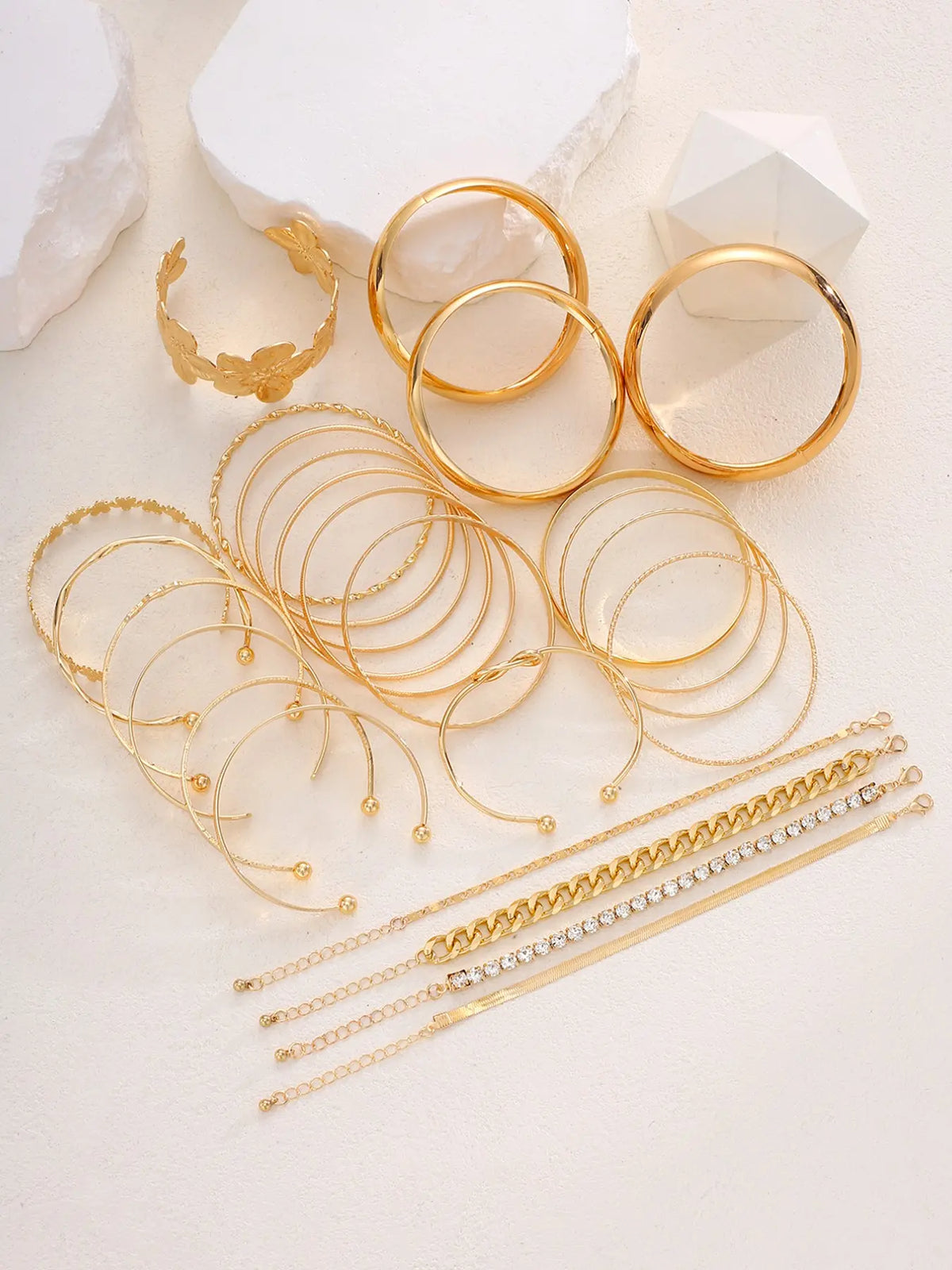 Women's Boho Floral & Heart Design Bangle Bracelet Set, Stackable Bracelets, Casual Plain Style, Ideal Jewelry Gift for Daily Wear and Special Occasions, Fashionable Bangle, Bangles Set