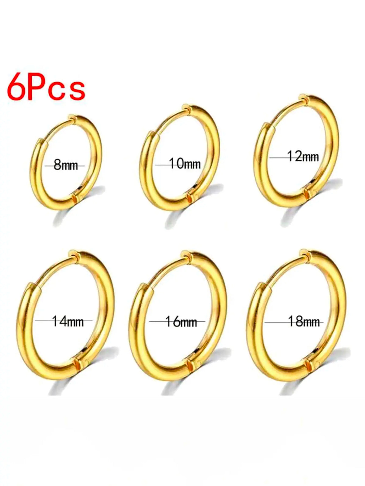 Stainless Steel Hoop Earrings for Men & Women, Multiple Sizes (8-18mm), Gift for Daily Wear, Versatile Earrings, Durable Earring Stack, Men Accessories, Earring Hoops