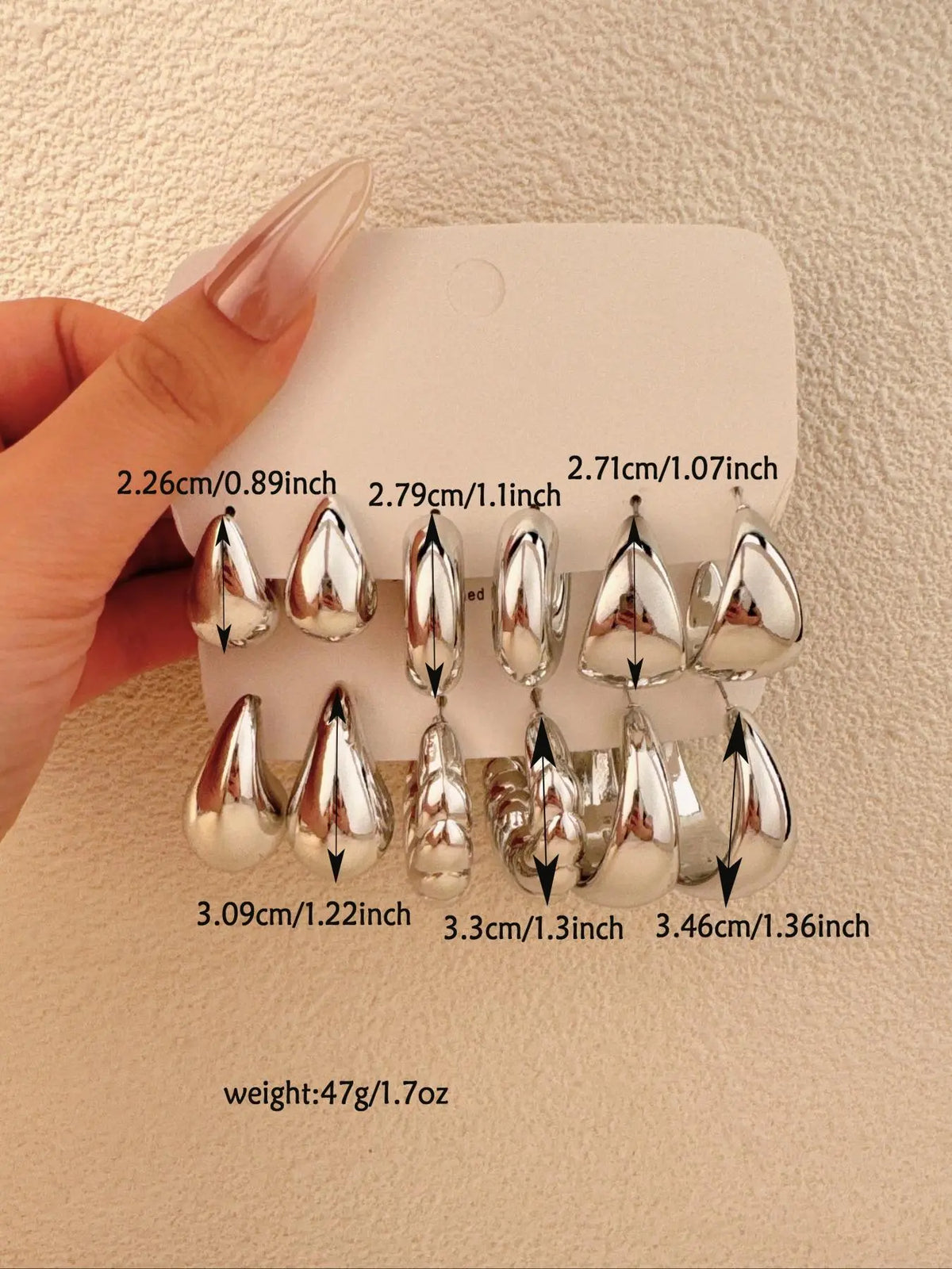 Women's Elegant Water Drop Shaped Hoop Earrings, Exquisite Trendy Earrings, Fashionable Jewelry, Stylish Jewelry for Women & Girls for Daily & Party Decoration, Statement Hoops Earrings, Earrings Set