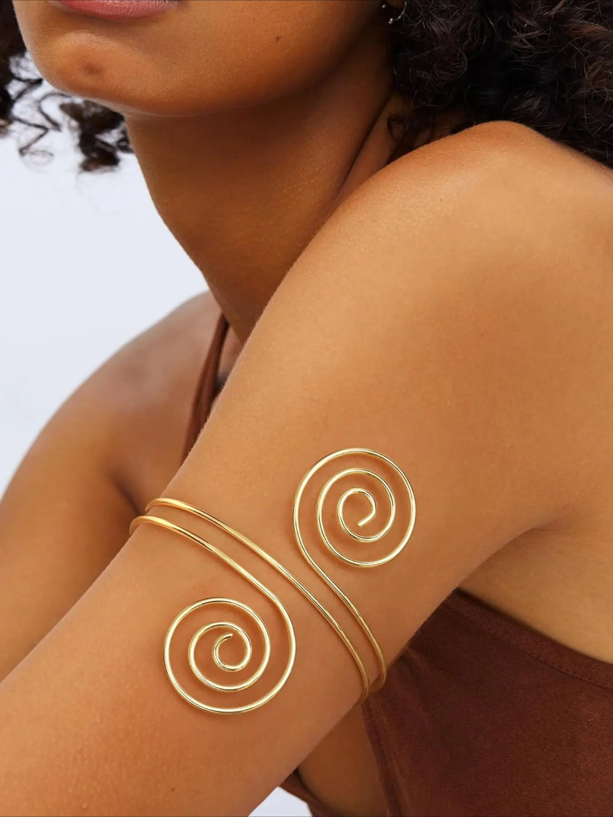 Arm Cuff Upper Arm Band for Women, Adjustable Coil Swirl Design, Elegant Stackable Bracelets Set, 3 Pieces, Trendy Fashionable Accessories, Casual Accessories, Cuff Bangles Bracelets, Adjustable Cuff Armband
