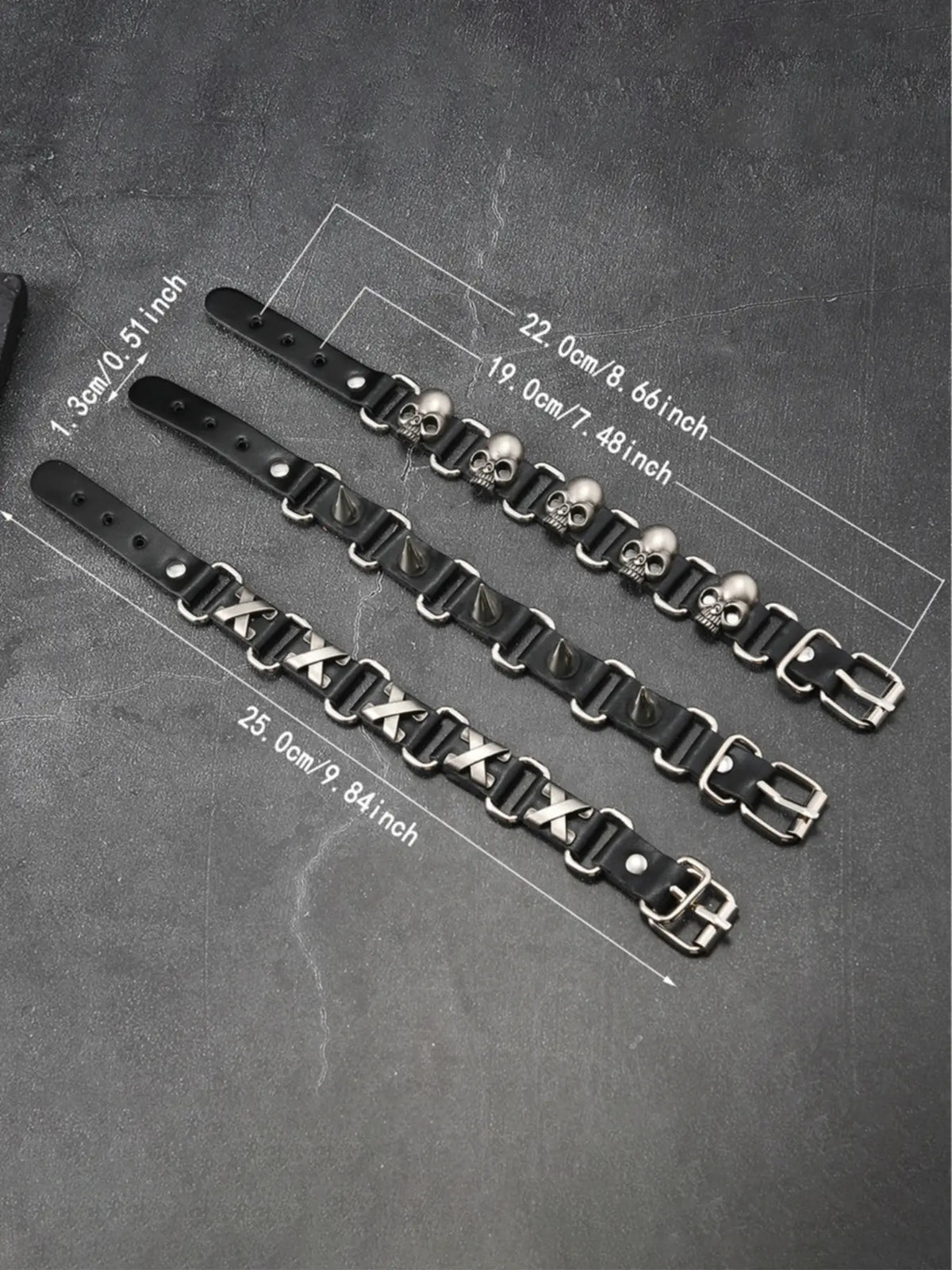 Punk Style Leather Bracelet, Adjustable Length, Rivet Design, Skull Element, Star Pattern, Daily Wear, Holiday Gift for Boyfriend Girlfriend, Fashion Bracelets, Punk Style Jewelry, Fashionable Bracelet