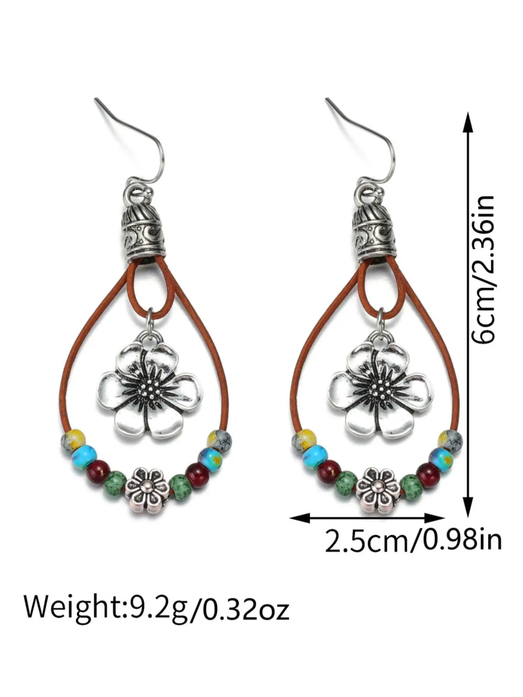 Boho Style Flower Decor Water Drop Design Dangle Earrings, Bohemian Earrings, Unique Design Earrings, Statement Earrings, Versatile Earrings, Fashionable Jewelry for Women & Girls, Stylish Jewelry, Trendy All-match & Exquisite Jewelry for Birthday Gift