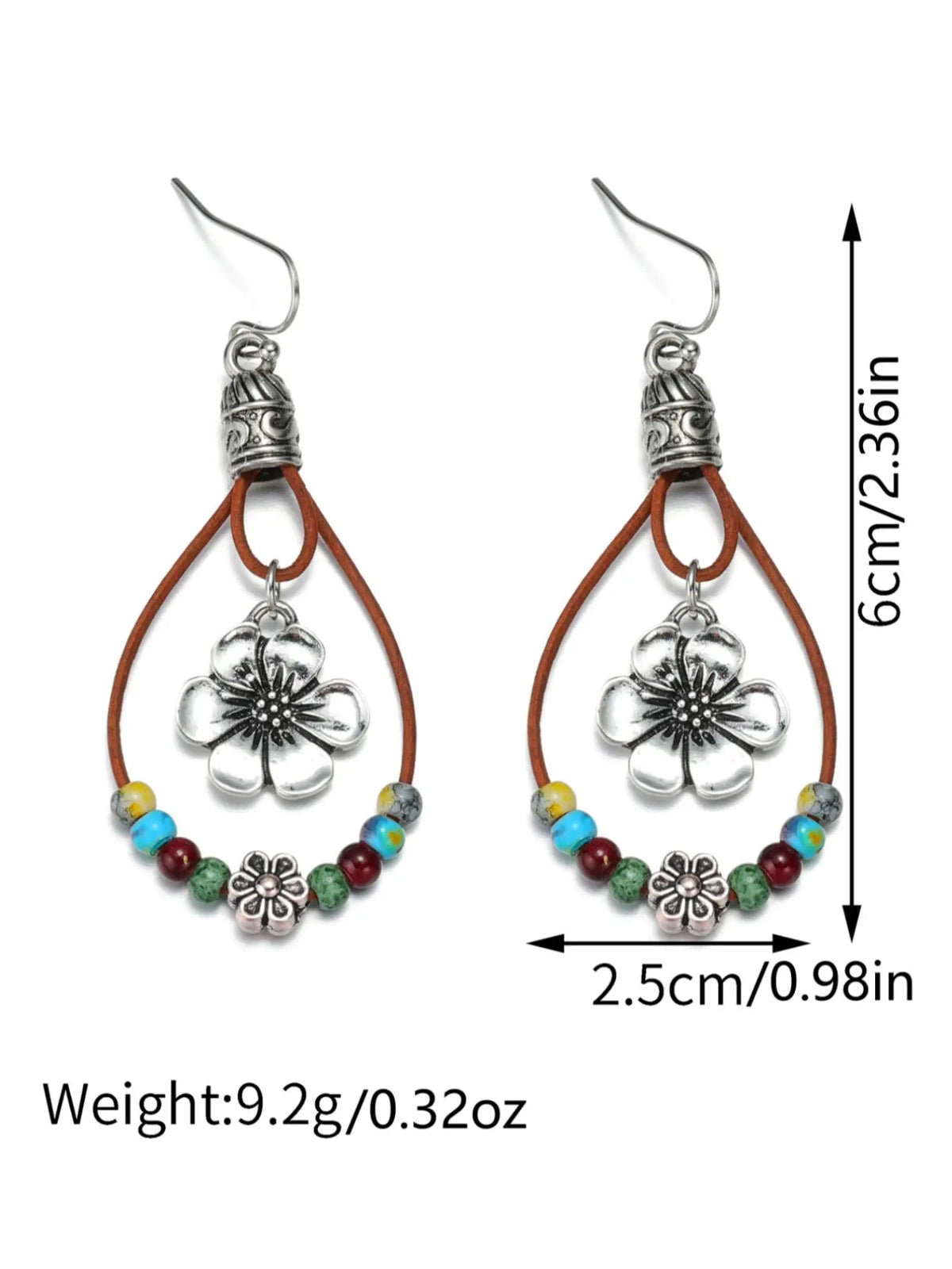 Boho Style Flower Decor Water Drop Design Dangle Earrings, Bohemian Earrings, Unique Design Earrings, Statement Earrings, Versatile Earrings, Fashionable Jewelry for Women & Girls, Stylish Jewelry, Trendy All-match & Exquisite Jewelry for Birthday Gift