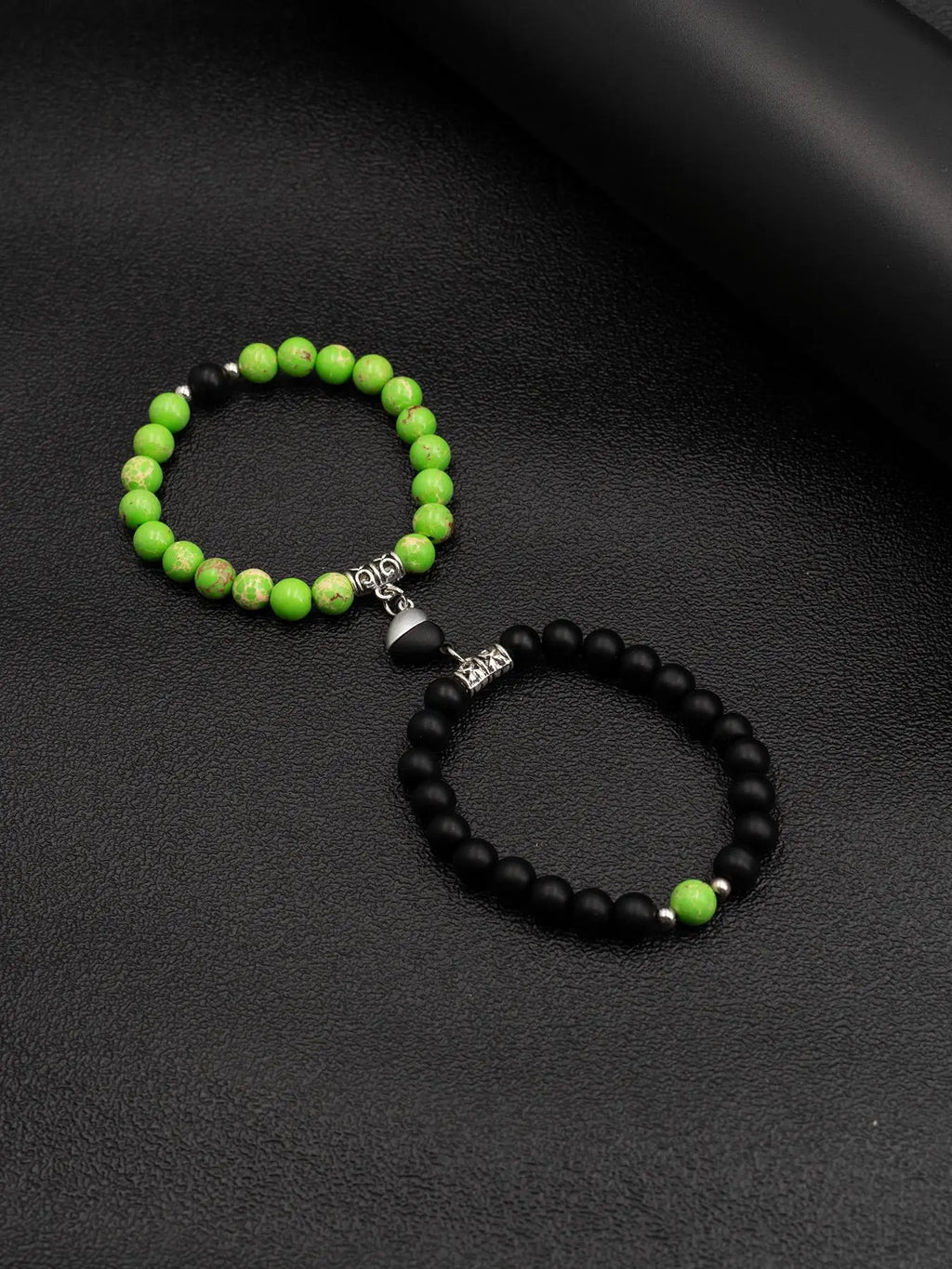 Magnetic Heart Charm Beaded Bracelet, Fashionable Couple Bracelet for Women & Men, Matching Heart Bracelets, Trendy All-match & Exquisite Jewelry for Birthday Gift, Heart Shaped Bracelet, Bracelet With Pendant, Beaded Bracelet Set