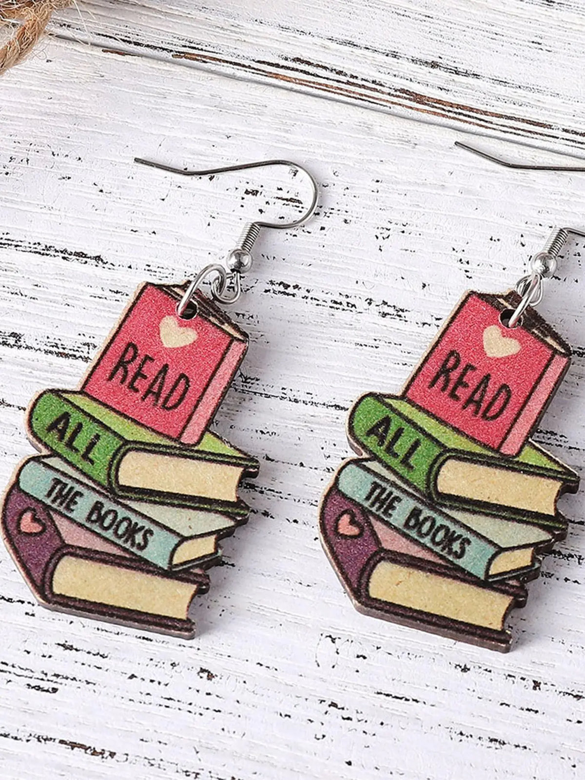 Cute Letter Pattern Dangle Earrings (1 Pair), Wooden Book Design Drop Earrings for Girls for Party Wear, Fashion Jewelry for Women, Daily Clothing Decor, High Quality Earrings, Fashion Accessories