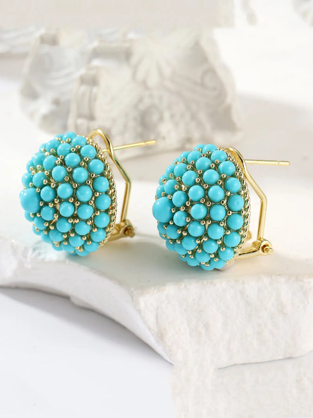Women's Earrings, Fashionable Earrings, Copper Earrings, Vintage Turquoise Flower Design Jewelry for Daily & Formal Wear, Perfect Valentine Gift, Trendy Jewellery Accessories