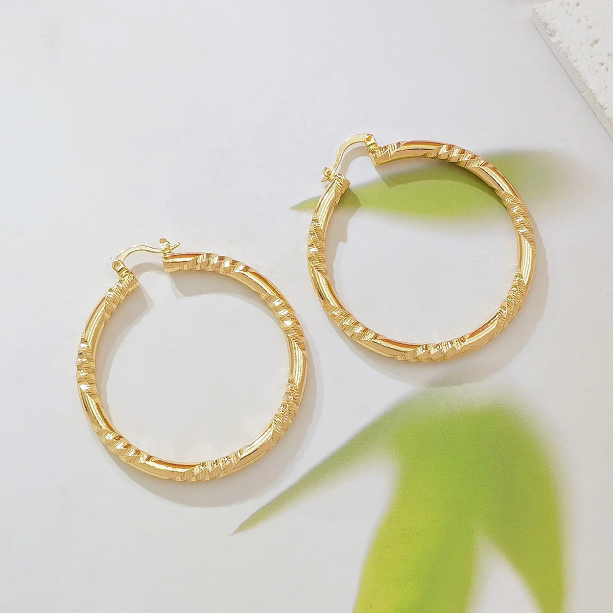 Women's Elegant Twisted Gold Shiny Huggie Earrings - Faceted Diamond-Cut Textured, Lightweight Comfortable Female Costume Jewelry, Earrings for Women for Party & Daily Wear, Gold Shiny Earrings,sohochic