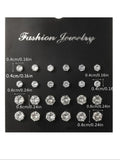 Women's Mixed Size Elegant Rhinestones Decor Zircon Stud Earrings, Ear Jewelry For Party, Daily Clothing Decor For Girl
