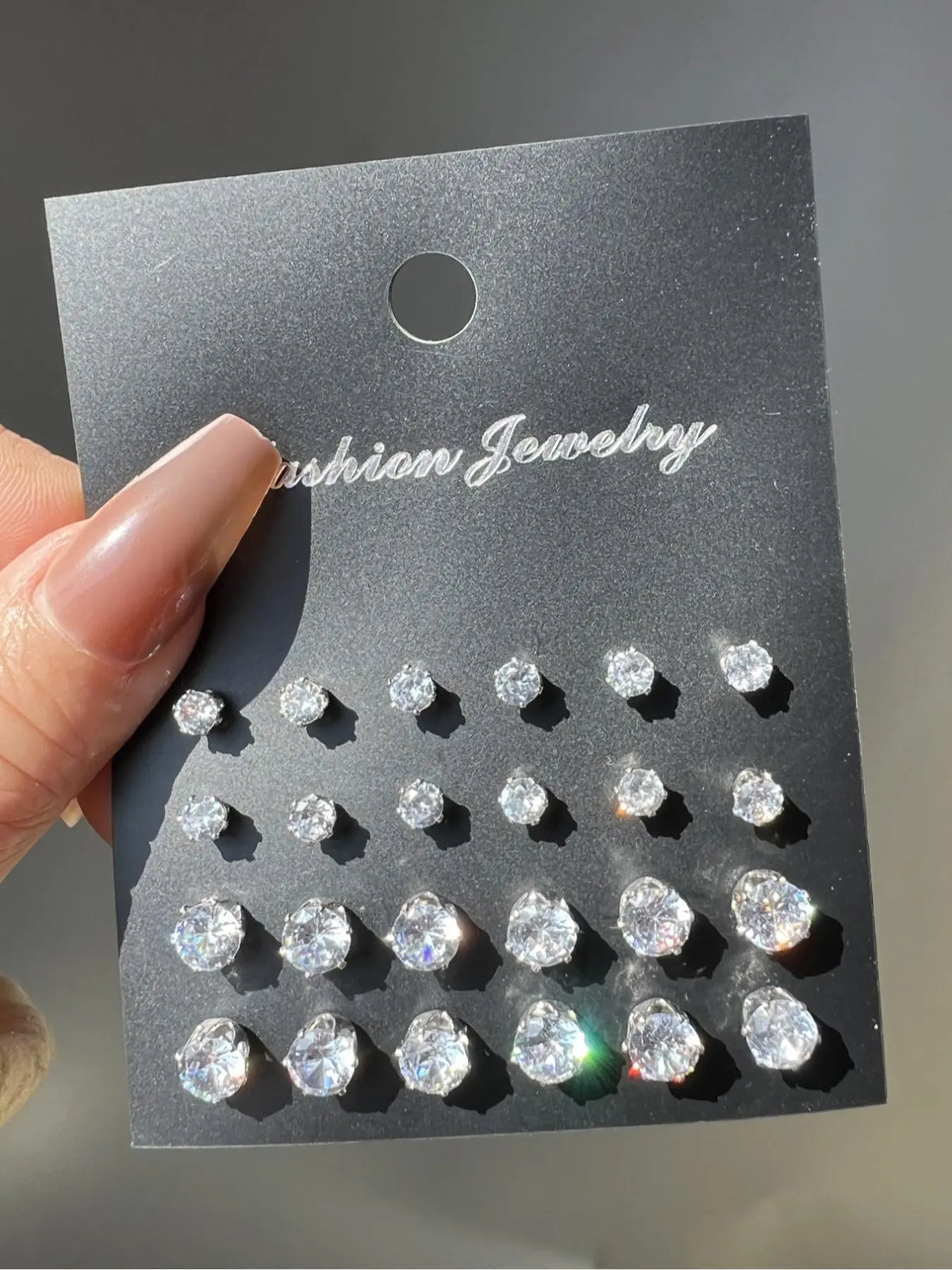 Women's Mixed Size Elegant Rhinestones Decor Zircon Stud Earrings, Ear Jewelry For Party, Daily Clothing Decor For Girl