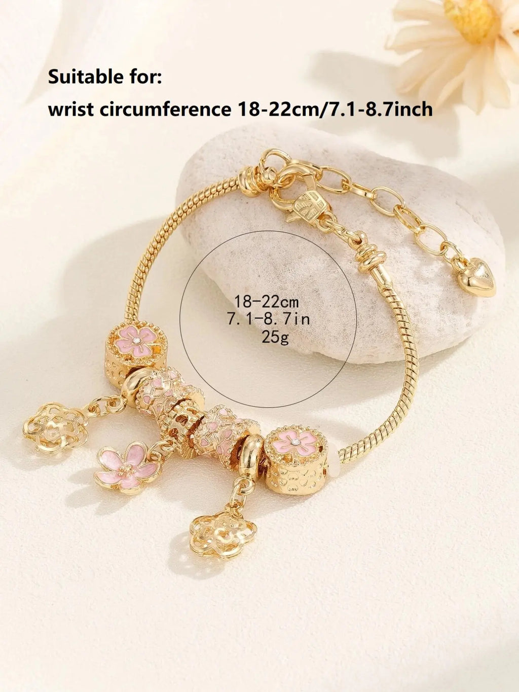 Mother's Day Gift Women's Cute Flower & Rhinestone Fish Tail & Heart Design Bracelet, Fashionable Bracelet, Rhinestone Decorated Bangle Bracelet, Fashion Jewelry for Party, Daily Decor, Trendy All-match & Exquisite Jewelry for Birthday Gift
