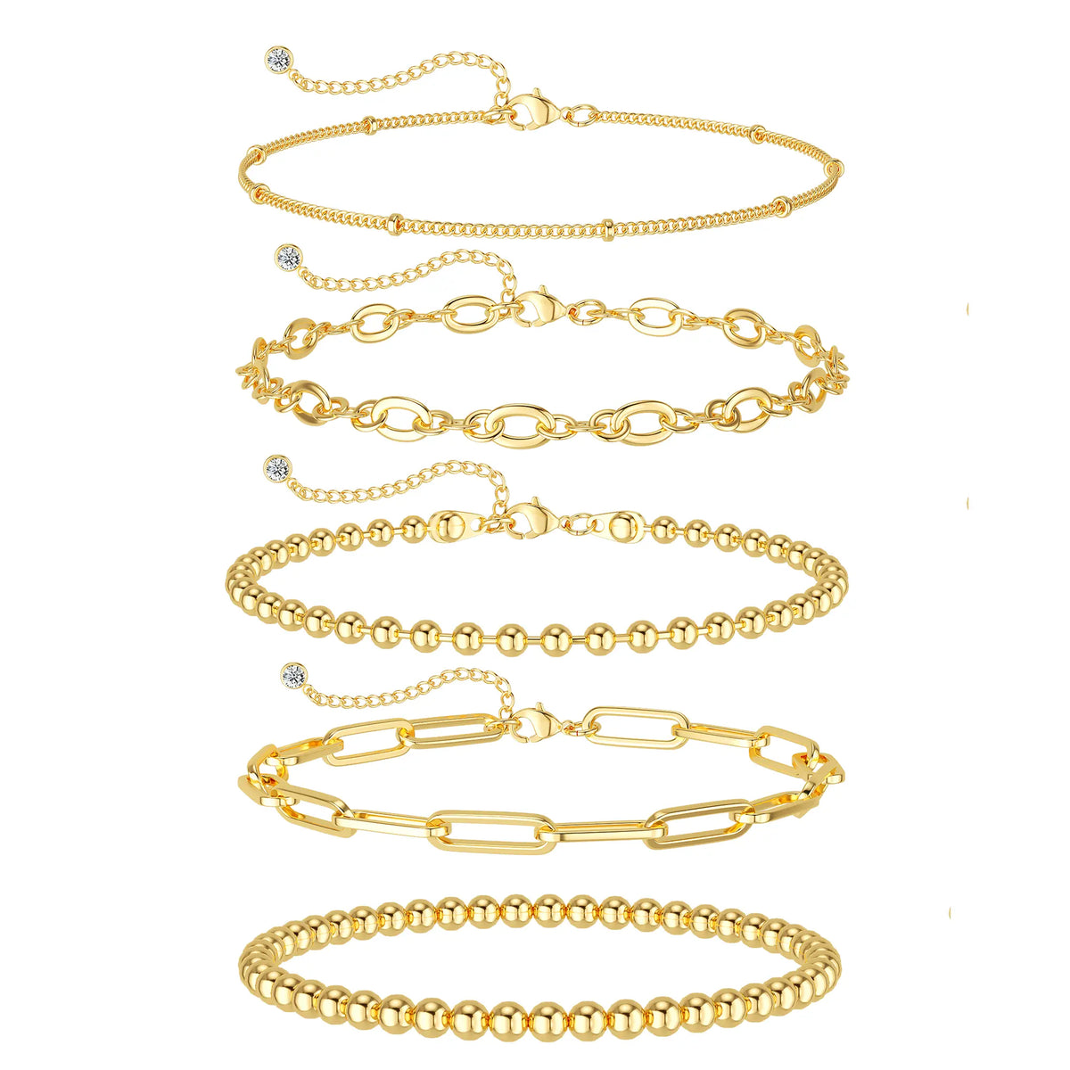 FREEKISS Bracelets For Women Jewelry Sets For Women Cute Tennis Bracelets For Fashion Cuban Link Paperclip Chain Dainty Bracelet Pack Gifts For Women Girls