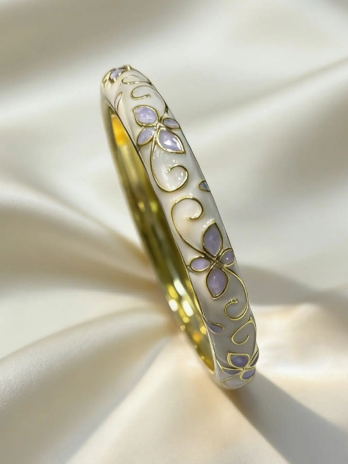 2026 Enamel Flower Geometric Bangle Bracelet, Sweet High-End Daily Wear Jewelry for Women, Fashionable Elegant Bangle Bangles