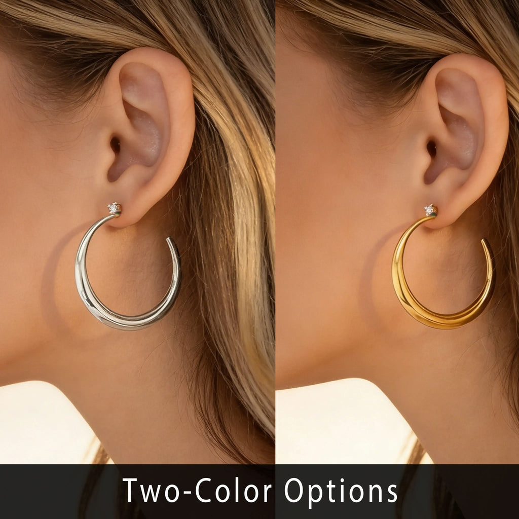 Chunky Hoop Earrings Native Big Earrings Trendy Large Open Hoops Bold Statement Minimalist Big Stud Hoops Lightweight Fashion Ear Jewelry Versatile Daily Outfit Accessories to Elevate Your Look