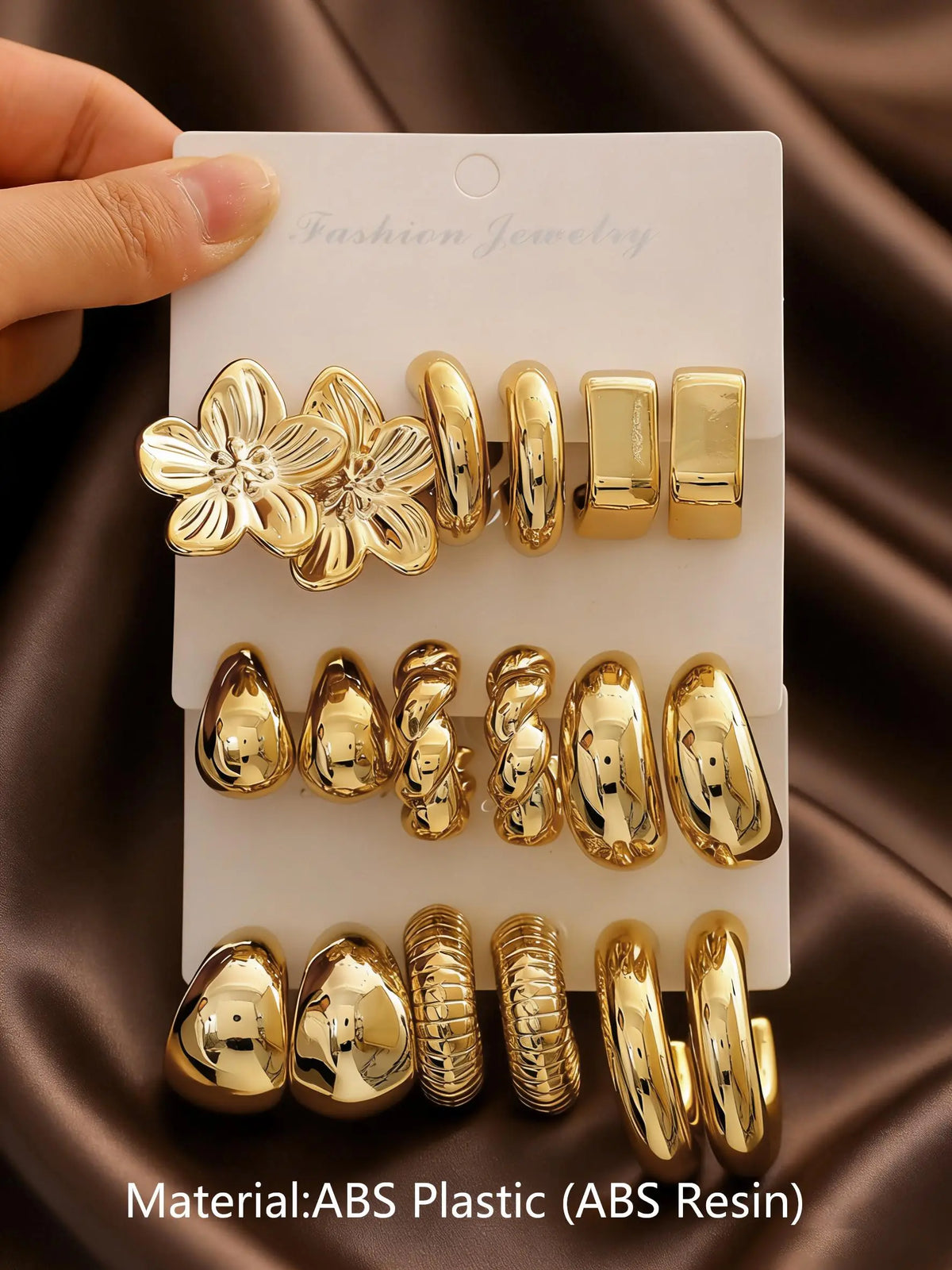 9 Pairs of Women's Water Drop, Geometric, and Floral Stud Earrings, Earring Set, Stud Earring Pack, Elegant Fashion Jewelry for Everyday Wear, Earrings Studs