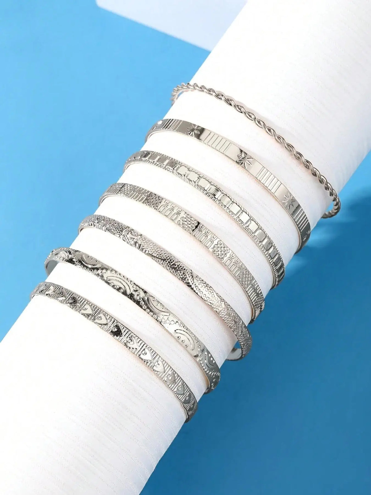 Women's Punk Style Cuff Bangle, Fashionable Open Bangle for Women & Girls, Trendy All-match & Exquisite Jewelry for Birthday Gift, Layered Bracelet Set, Trendy Stack Bangle, Cuff Bangle Set, Bracelet Sets, Cuff Bangles Bracelets