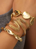3pcs Gold and Silver Color Chunky Heart & Geometric Bracelet Set, Luxury Stackable Bangles, Y2K Jewelry for Women, Party & Daily Wear, Stacking Bangles, Bracelets Set