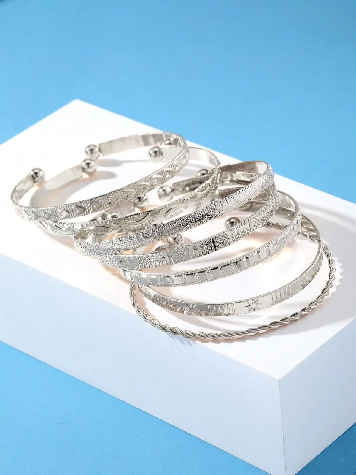 Women's Punk Style Cuff Bangle, Fashionable Open Bangle for Women & Girls, Trendy All-match & Exquisite Jewelry for Birthday Gift, Layered Bracelet Set, Trendy Stack Bangle, Cuff Bangle Set, Bracelet Sets, Cuff Bangles Bracelets