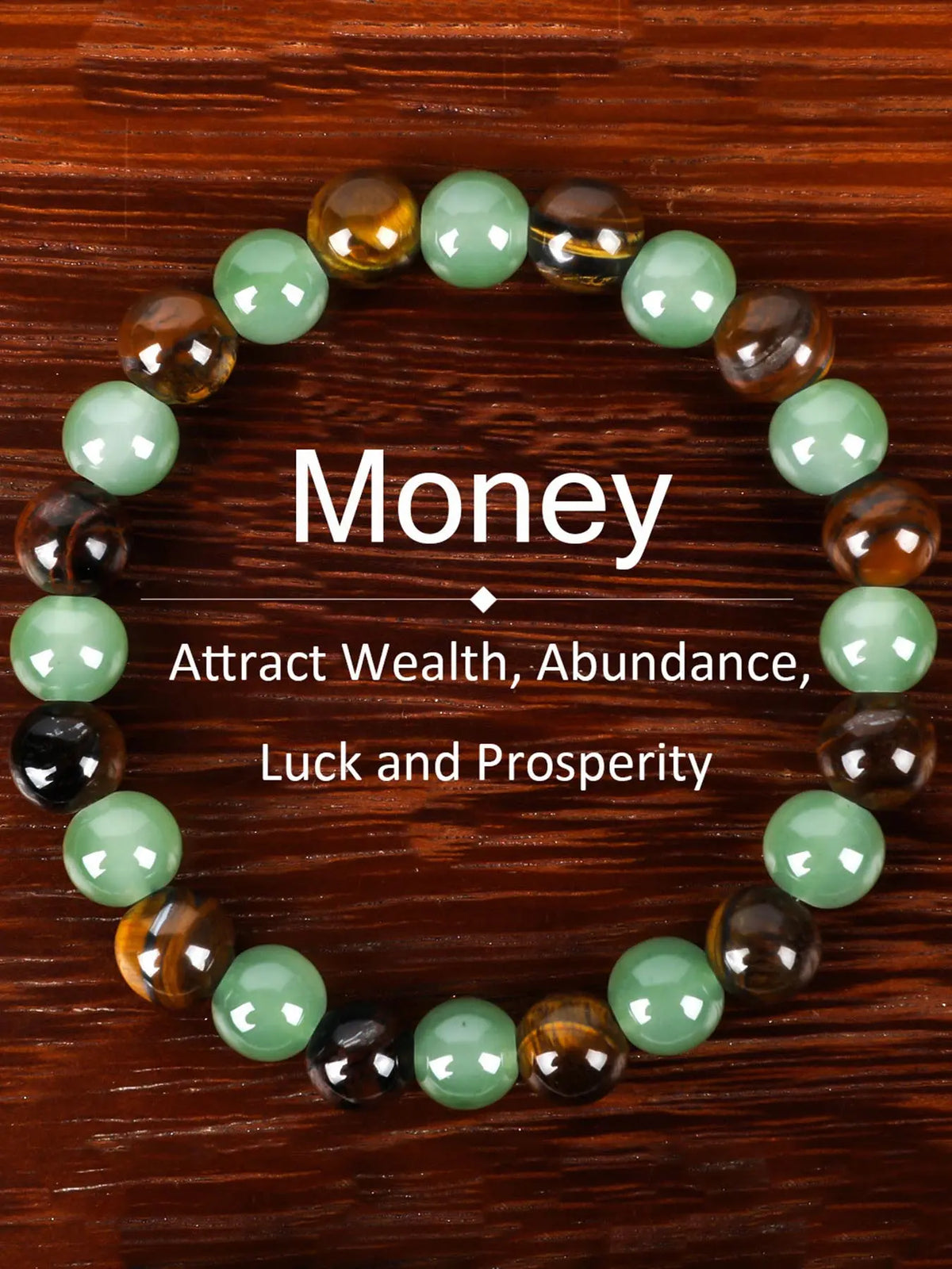 1pc Money Attraction & Protection Bracelet, Tiger Eye & Green Aventurine Natural Bracelet, Fashion Luxury Jewelry, Friendship & Encouragement Gift, Colorblock Beaded Bracelet, Bangle Bracelet, Fashionable Bangles, Bead Bracelets
