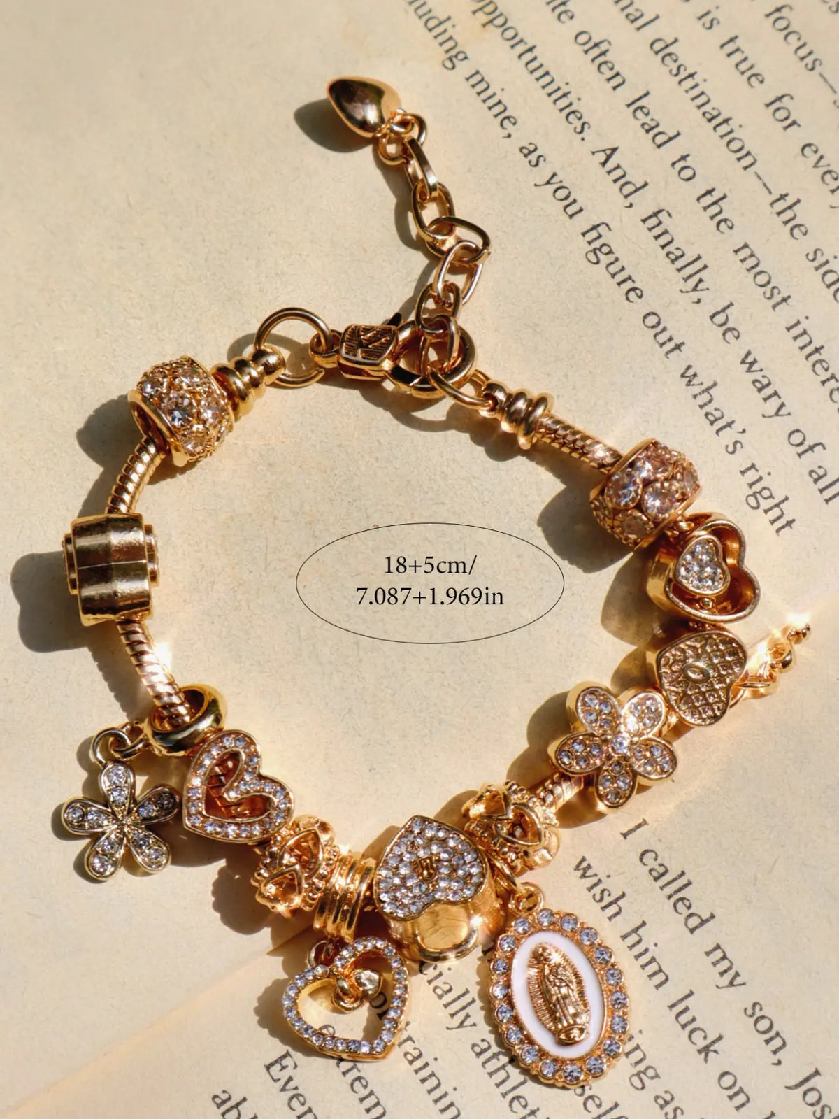 Heart Cherry Blossom Charm Bracelet, Glow-in-the-Dark Cross Bracelet, Mom Angel Cross Flower Charm High Quality Bracelet, Jewelry Bracelet, Exquisite Bracelet