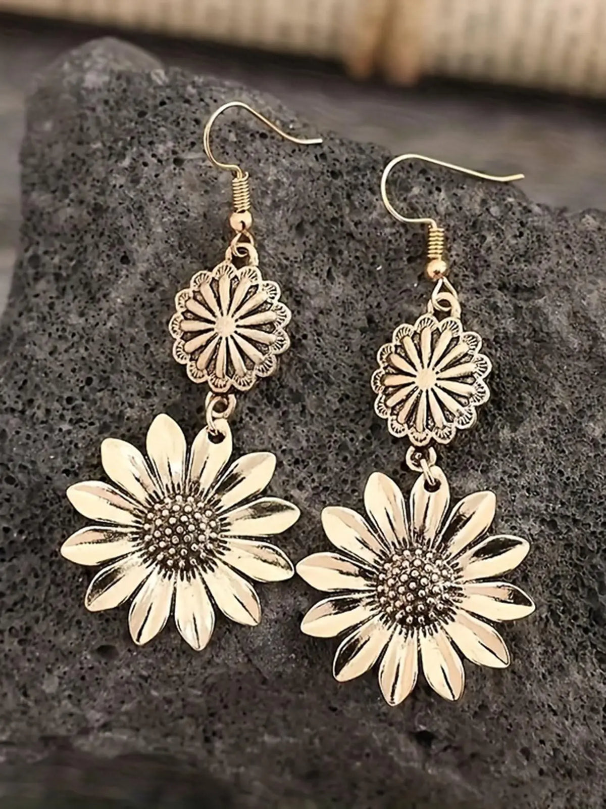 Vintage Sunflower Design Dangle Earrings, Bohemian Earrings, Fashionable Pendants Jewelry for Women for Party, Daily Clothing Decor, Trendy All-match & Exquisite Jewelry for Birthday Gift