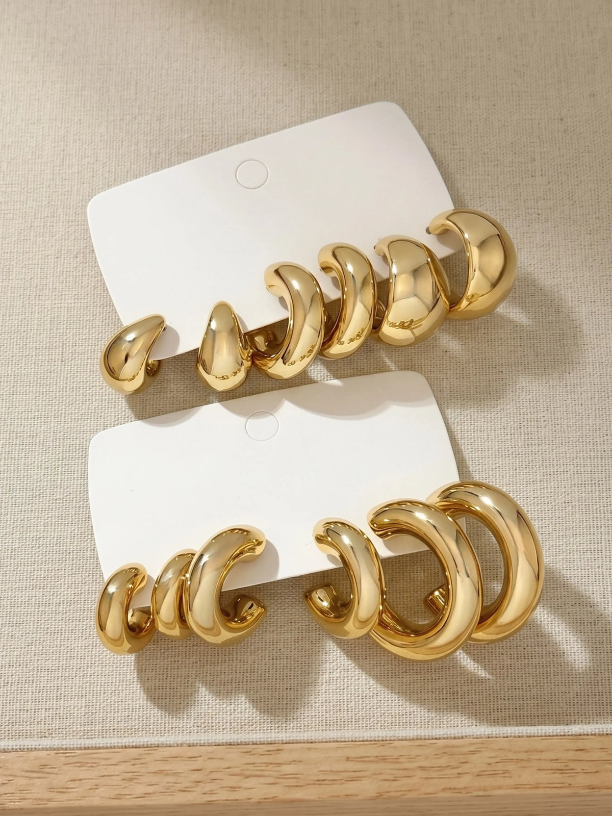 24PCS Gold CCB Open Textured Hoop Earrings Set, Multi Styles Teardrop Twist Vertical Texture C Shaped Ear Hoops, Minimalist Luxury Trendy Daily Fashion Ear Jewelry for Women