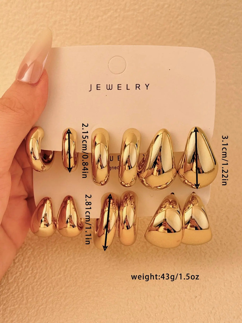 Women's Elegant Water Drop Shaped Hoop Earrings, Exquisite Trendy Earrings, Fashionable Jewelry, Stylish Jewelry for Women & Girls for Daily & Party Decoration, Statement Hoops Earrings, Earrings Set