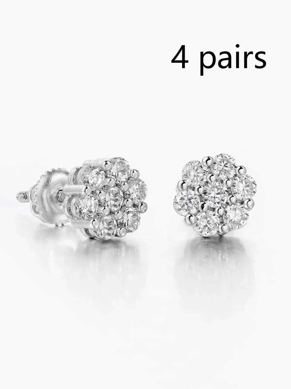 New Flower Earrings Copper Material Full Rhinestone Hip Hop Earrings, Trendy Street Fashion Jewelry for Men and Women, Casual Style