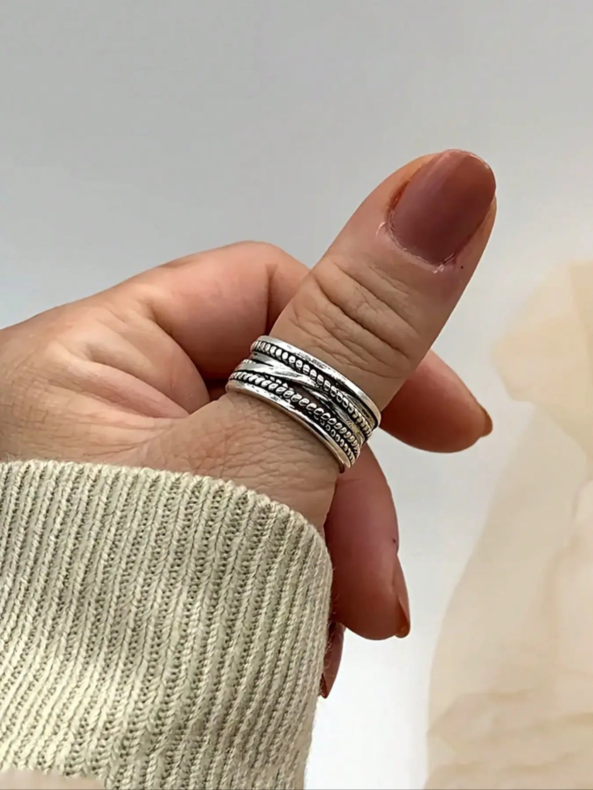 Boho Style Adjustable Open Thumb Ring for Women, Court Style Jewelry, Multi-Layer Braided Dainty Stacking Ring, All-Season Gift Idea, Fashion Ring, Everyday Ring, Stackable Thumb Rings