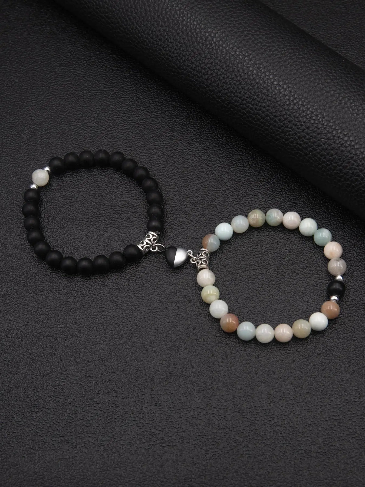 Magnetic Heart Charm Beaded Bracelet, Fashionable Couple Bracelet for Women & Men, Matching Heart Bracelets, Trendy All-match & Exquisite Jewelry for Birthday Gift, Heart Shaped Bracelet, Bracelet With Pendant, Beaded Bracelet Set