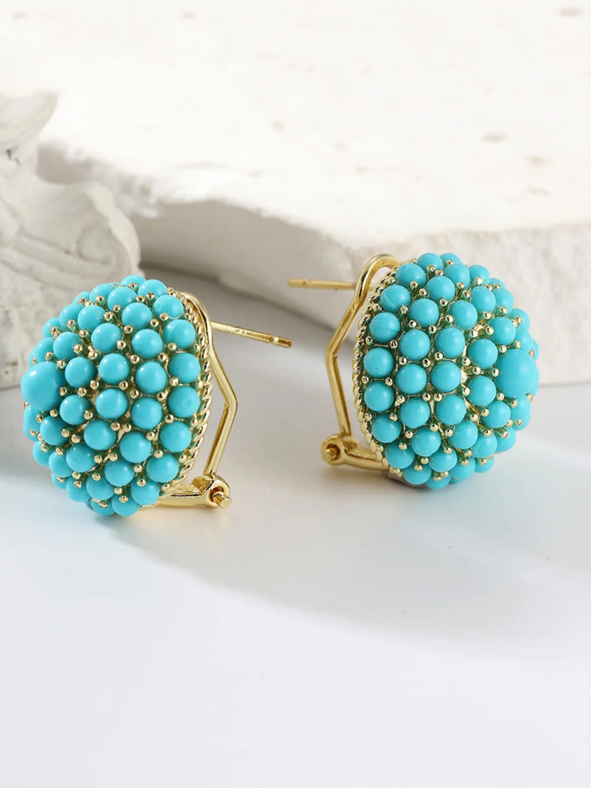 Women's Earrings, Fashionable Earrings, Copper Earrings, Vintage Turquoise Flower Design Jewelry for Daily & Formal Wear, Perfect Valentine Gift, Trendy Jewellery Accessories