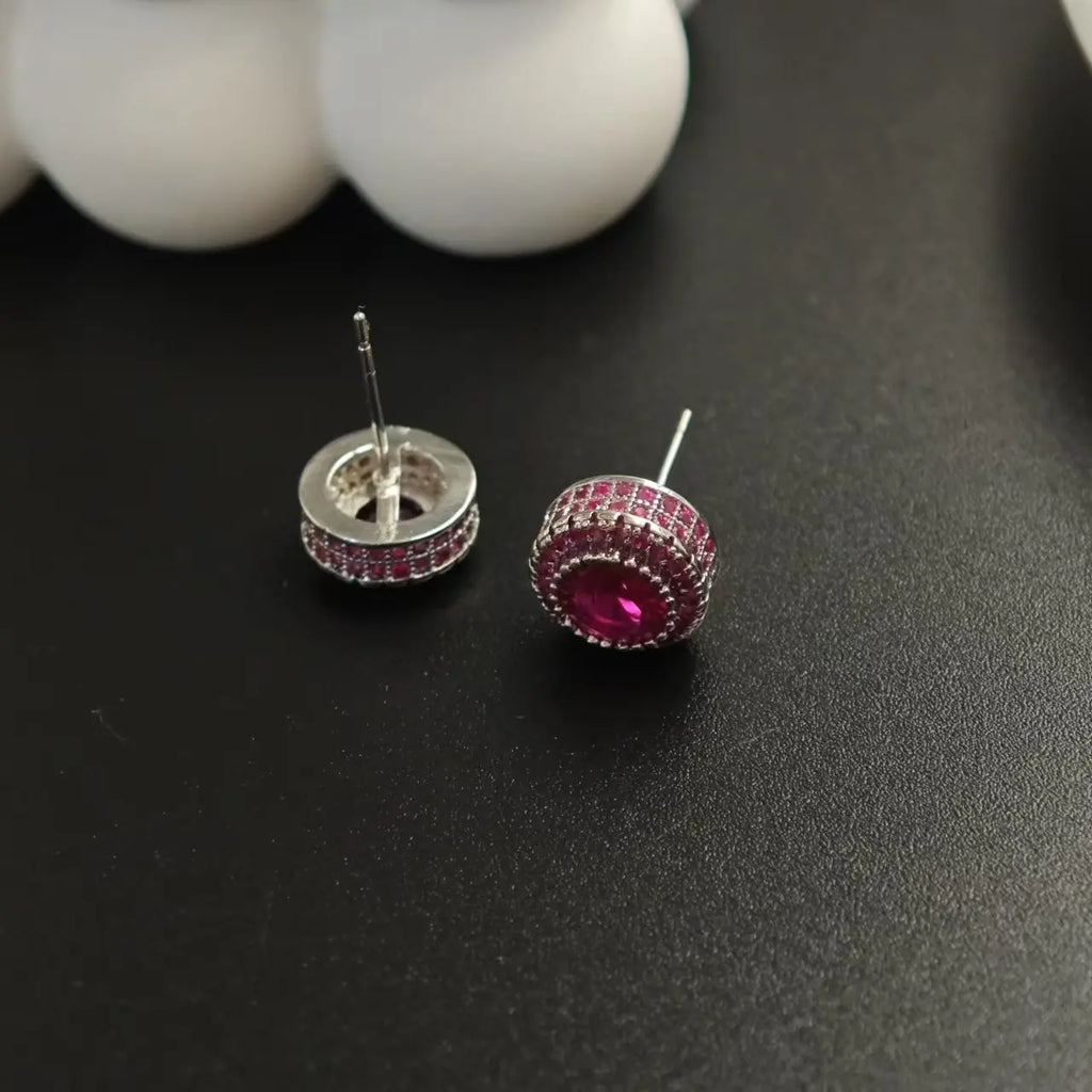 Women's Bling Sparkle Shine Ear Studs - Retro Look Round Zircon Starburst Rhinestone Jewelry, Unisex Fit Cool Costume Accessories, Holiday Gift Ready