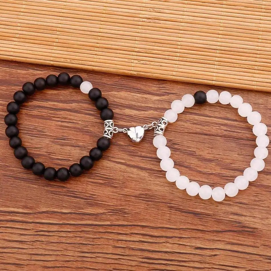 Couple Magnetic Heart Shape Sports Wristbands, Matching BF and GF Minimalist Polyester Rope Trendy Jewelry, Gifts for Boyfriend GF Gift for Back to School
