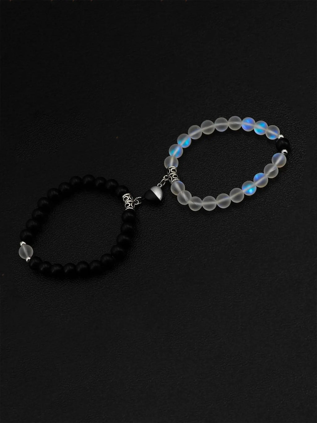 Magnetic Heart Charm Beaded Bracelet, Fashionable Couple Bracelet for Women & Men, Matching Heart Bracelets, Trendy All-match & Exquisite Jewelry for Birthday Gift, Heart Shaped Bracelet, Bracelet With Pendant, Beaded Bracelet Set