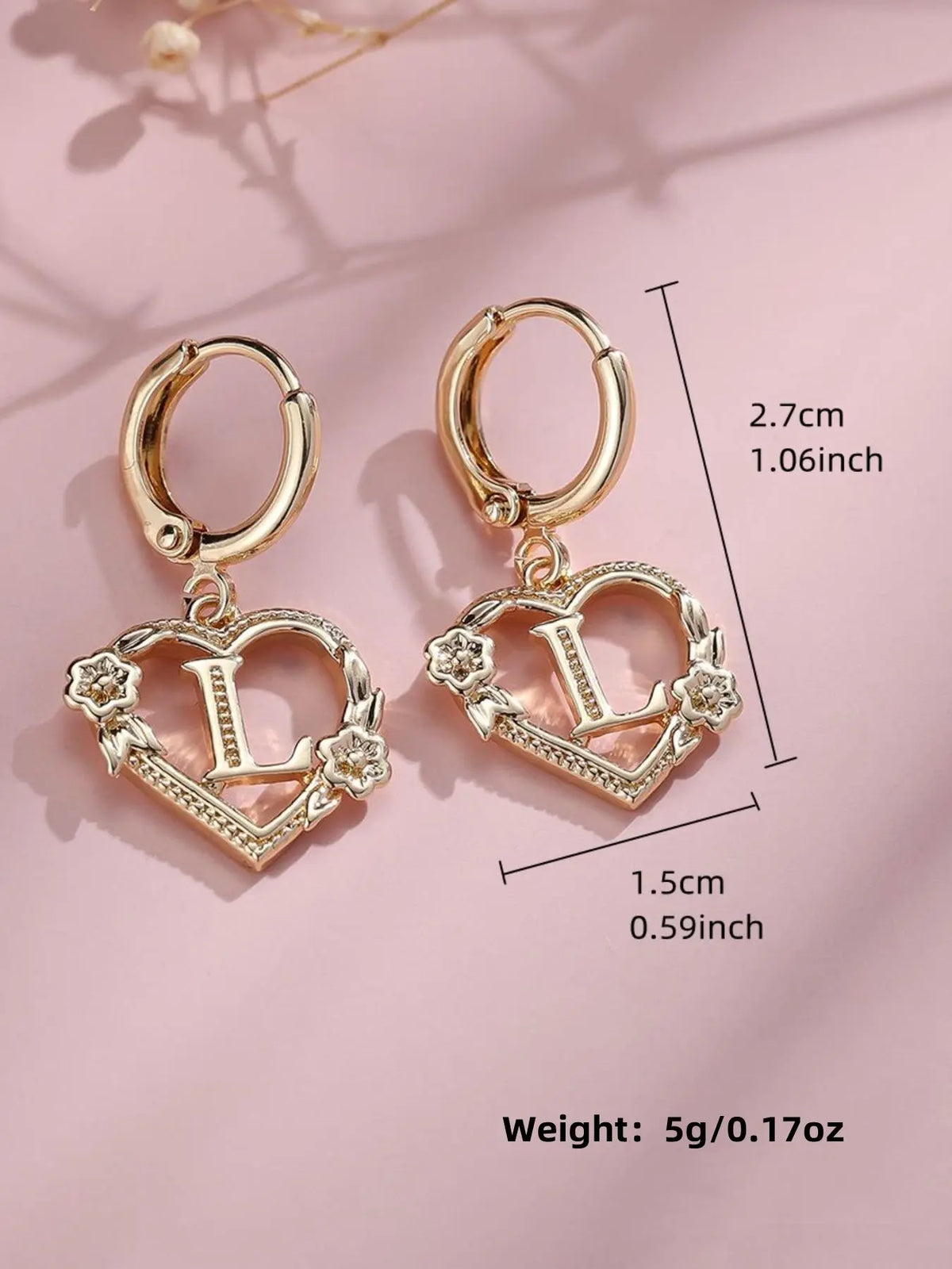 Fashionable Heart & Flower Design Dangling Earrings, Heart Shaped Earrings, Letter Design Drop Earrings for Women, Trendy All-match & Exquisite Jewelry for Birthday Gift
