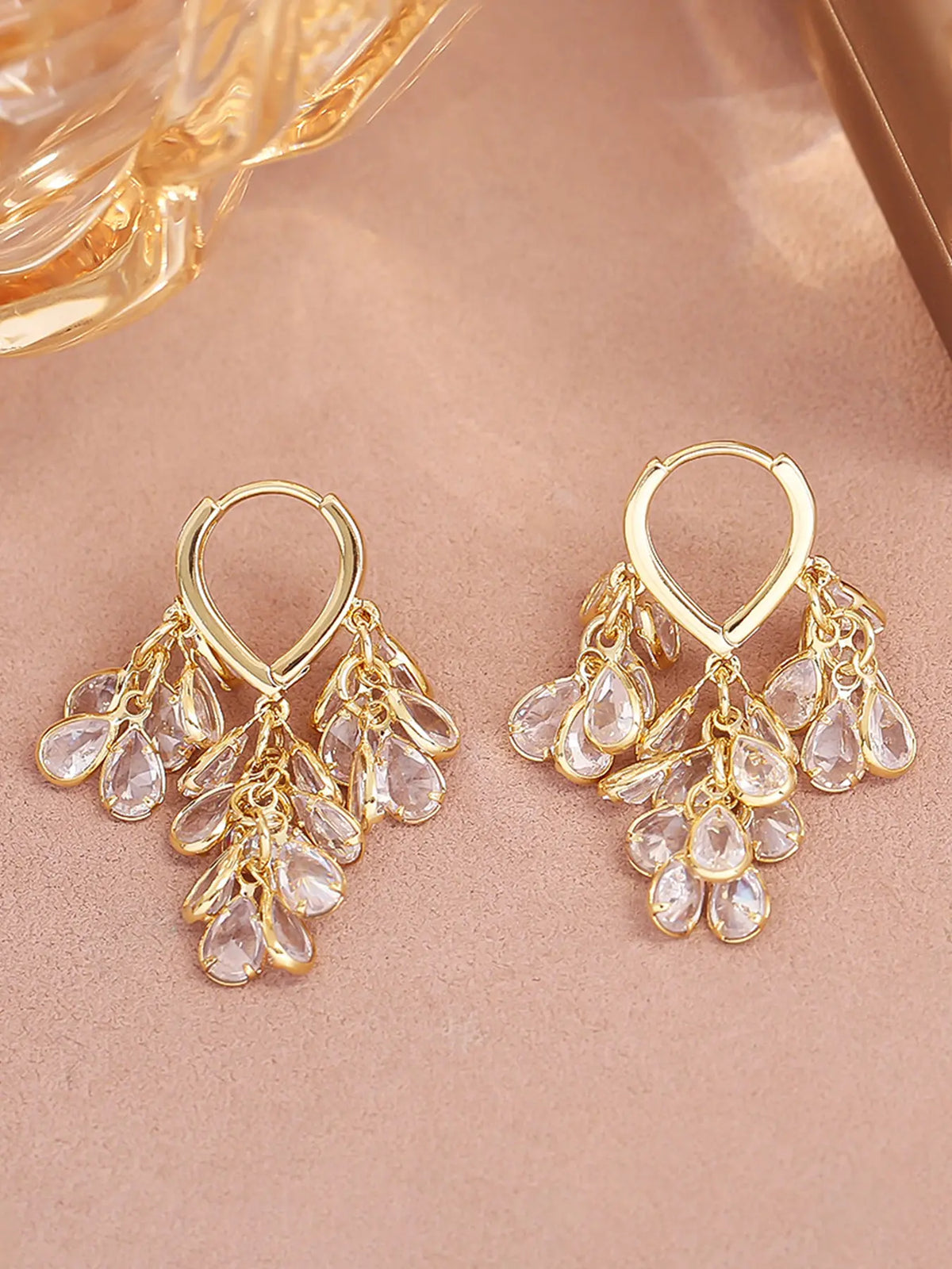 1 Pair of Fashionable and Luxurious Blue Teardrop-Shaped Sparkling Zirconia Fringe Fashion Jewelry Earrings for Women—Exquisite and Elegant, Perfect for Everyday Wear, Parties, and Gatherings; a Stylish Gift