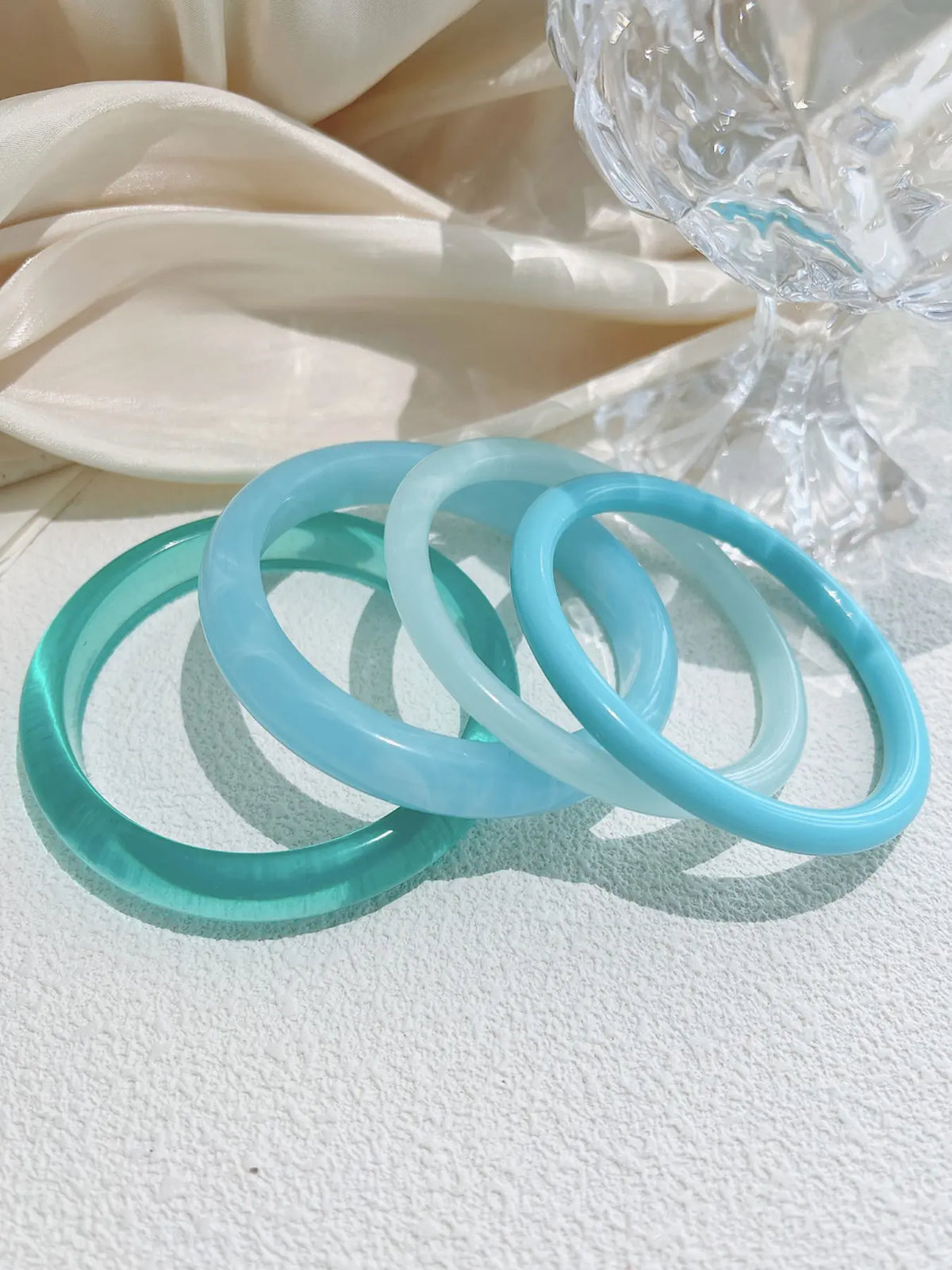 Elegant Boho Style Set, Blue Resin Abs Material, Perfect for Daily Wear, Ideal Gift for Friends and Family, Bracelets Stack, Layered Bracelet Set