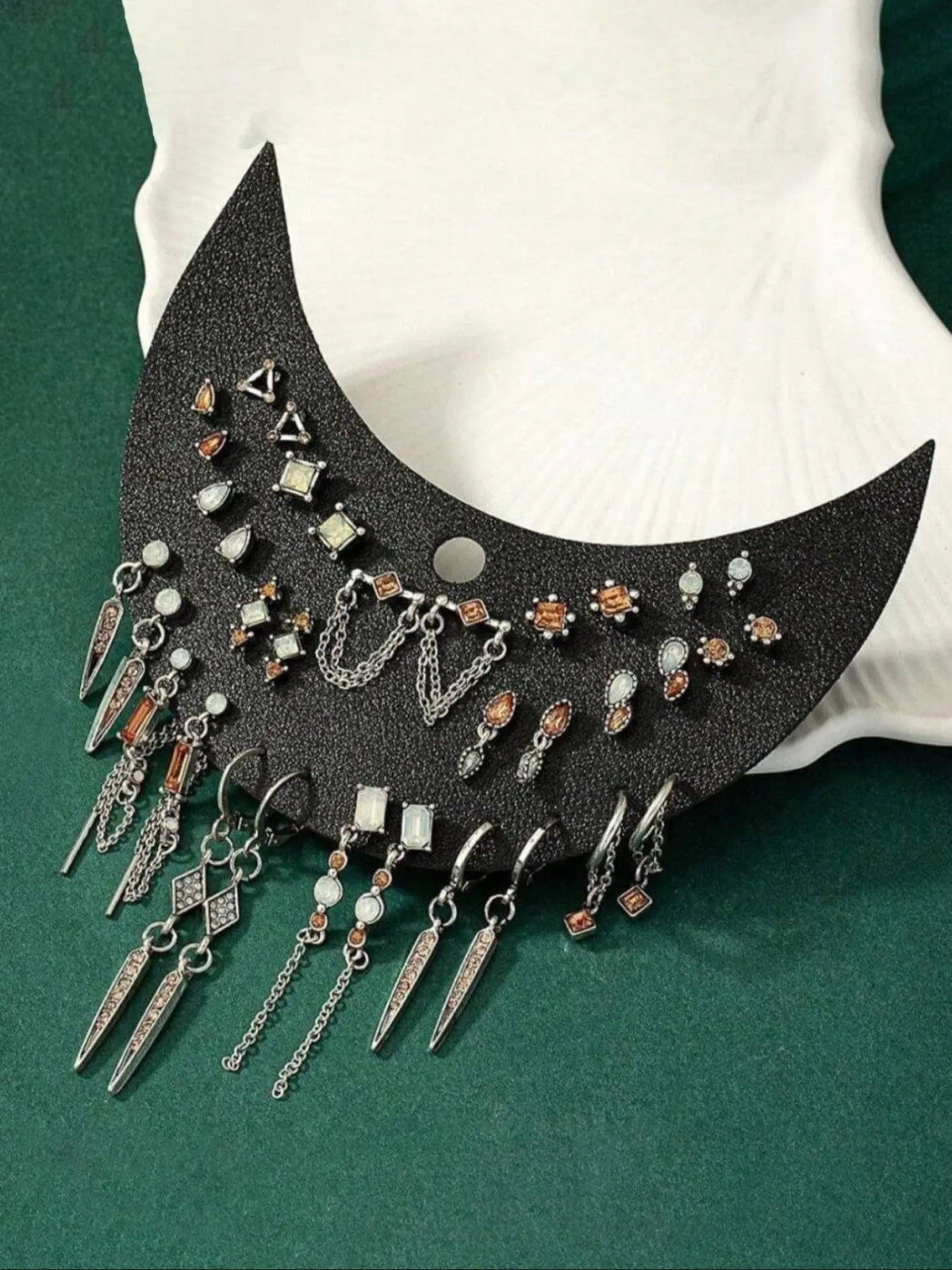 Vintage Punk Style Rhinestone & Chain Decor Earring Stacking Set, High Quality Earrings, Stylish Jewelry, Fashion Jewelry for Party, Daily Clothing Decor, Trendy All-match & Exquisite Jewelry for Birthday Gift, Dangle Earrings Set, Dangling Earrings