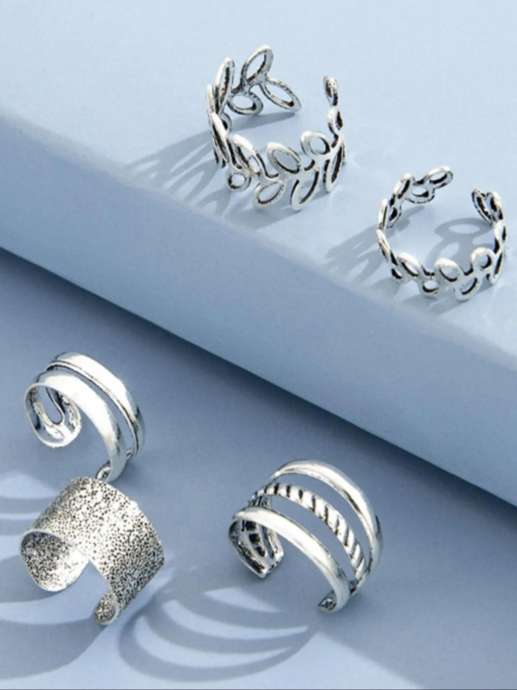 Leaf & Texture Metal Design Cuff Earrings Set, Ear Cuffs Non Piercing, Fashionable Fake Earrings for Women & Girls, Trendy All-match & Exquisite Jewelry for Birthday Gift, Earrings for Women, Fashionable Jewelry Accessories