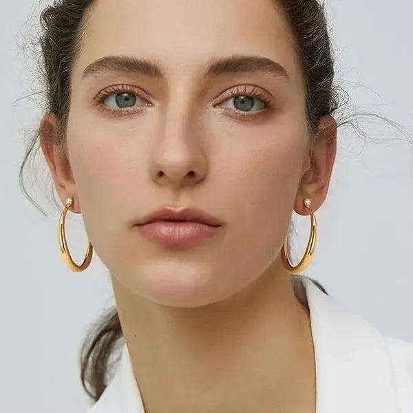 Chunky Hoop Earrings Native Big Earrings Trendy Large Open Hoops Bold Statement Minimalist Big Stud Hoops Lightweight Fashion Ear Jewelry Versatile Daily Outfit Accessories to Elevate Your Look