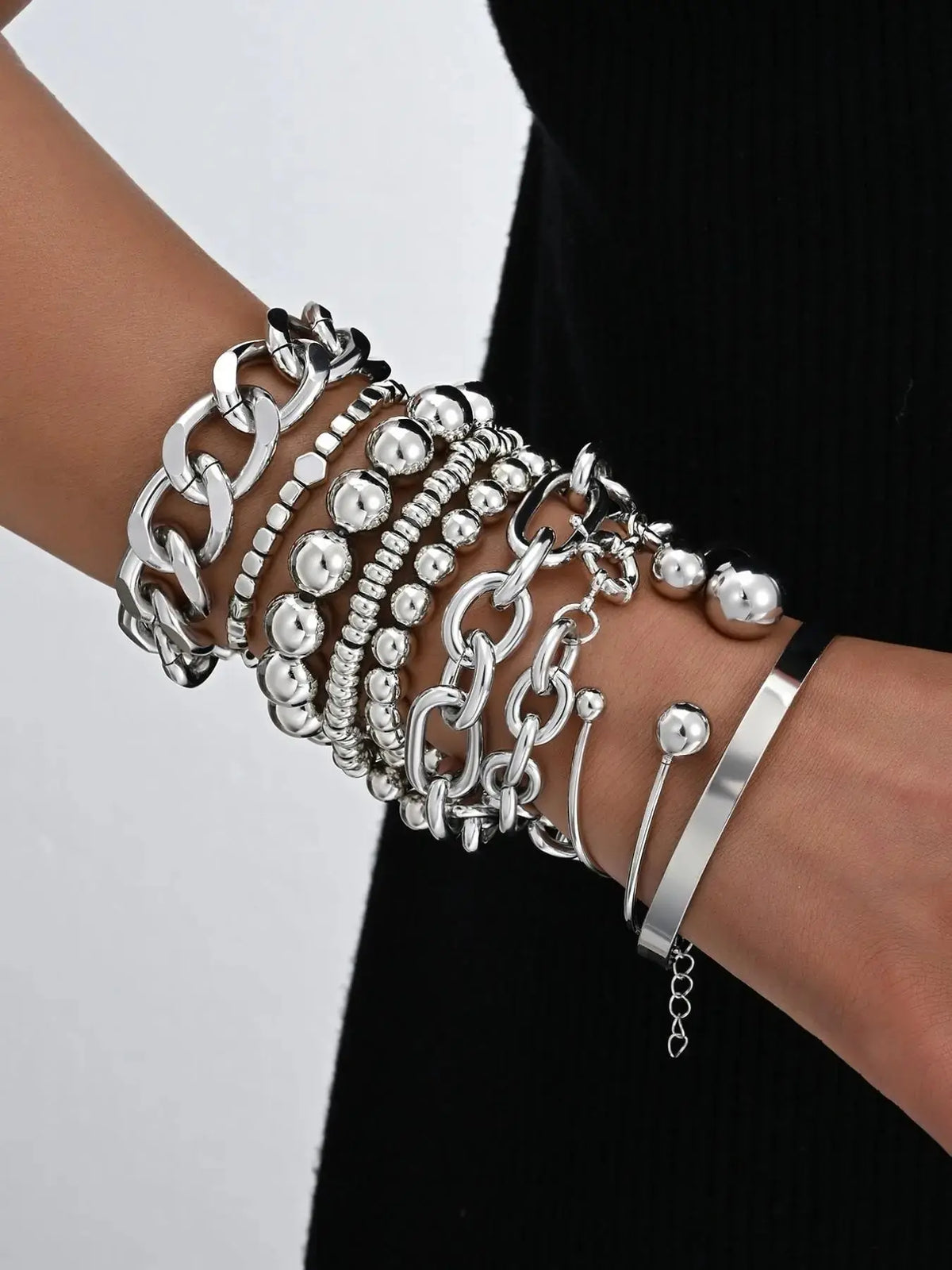 Vintage Exaggerated Minimalist Old Coin Design Layered Chunky Chain & Bracelets Stack, Perfect for Dates, Vacations, Parties, Gifts