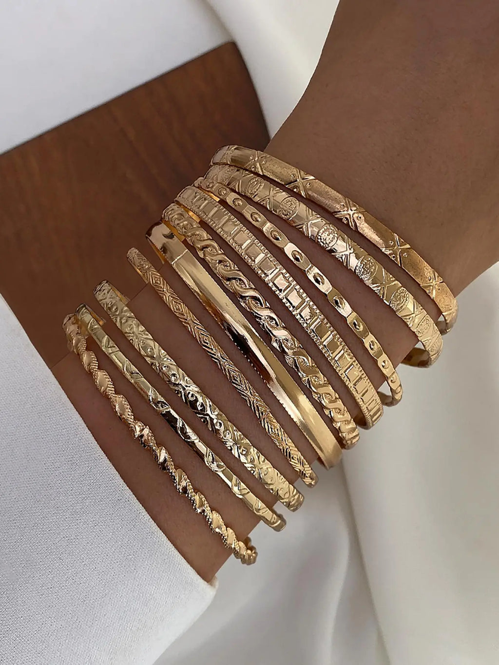 Elegant Women's Stackable Bangle Set, Square Twist & Textured Design, Stylish Jewelry Gift for Parties & Daily Wear