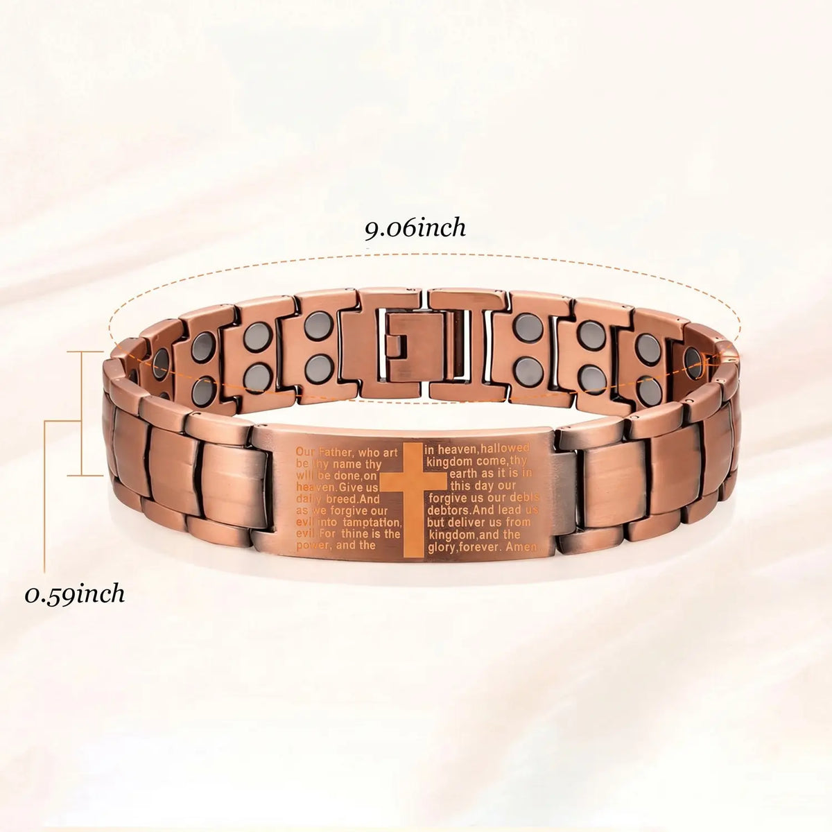 Copper Magnetic Therapy Bracelet for Men & Women - 3X Strong Magnet-Style Bracelets & Bangles with 3500 Gauss Neodymium Magnets, Metal Ring, Adjustable, Static Electricity Elimination, Casual/Formal Magnetic Field Therapy Cross Jewelry,sohochic